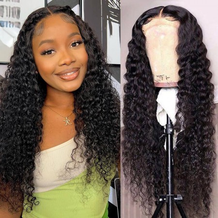 Dsoarhair Deep Wave 13×6 Transparent Lace Wig 100% Remy Human Hair Pre-Plucked With Natural Hairline
