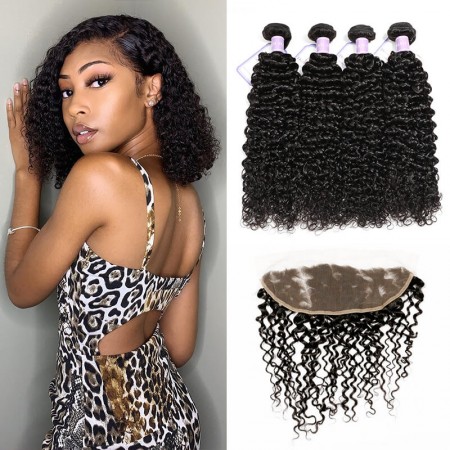Peruvian curly hair lace frontal