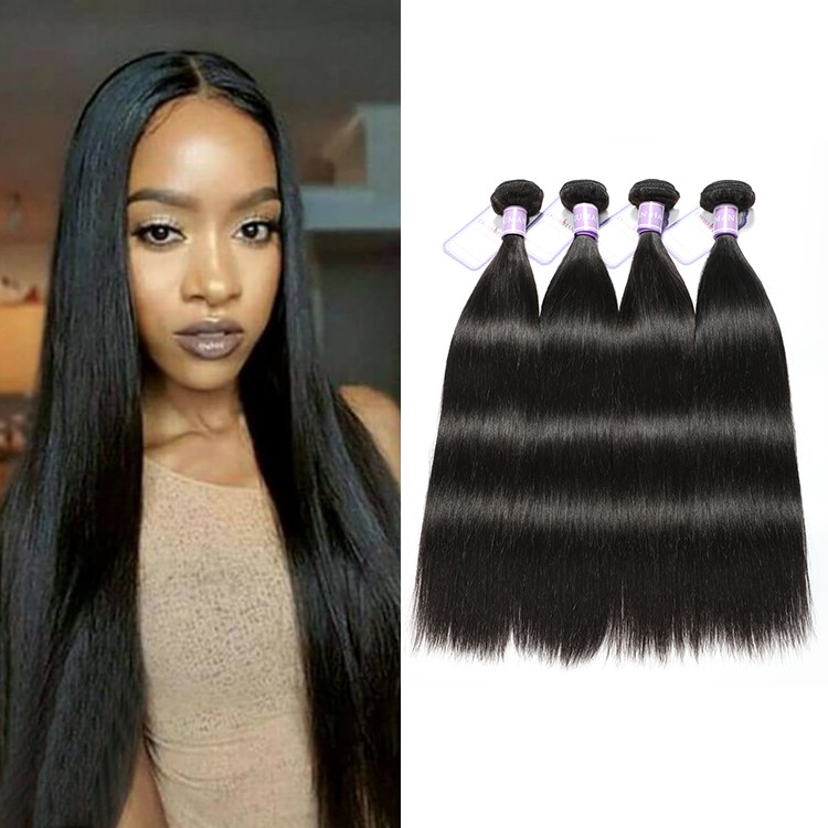 Brazilian virgin remy straight human hair weave 4 bundles deals Natural  black | DSoar Hair