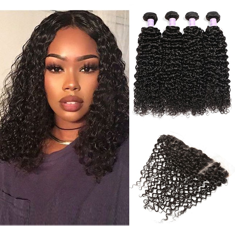 DSoar Hair Natural Black 4 Bundles Pretty Curly Hair Weave With 4
