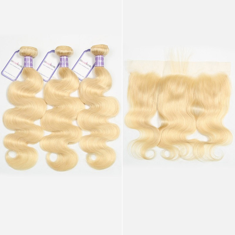 Body Wave 613 Blonde 3 Bundles With Frontal