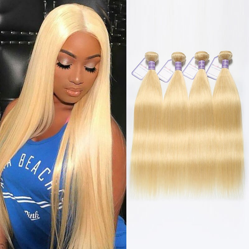 4 Bundles Brazilian Straight 613 Hair Weave Beautiful Blonde Hair
