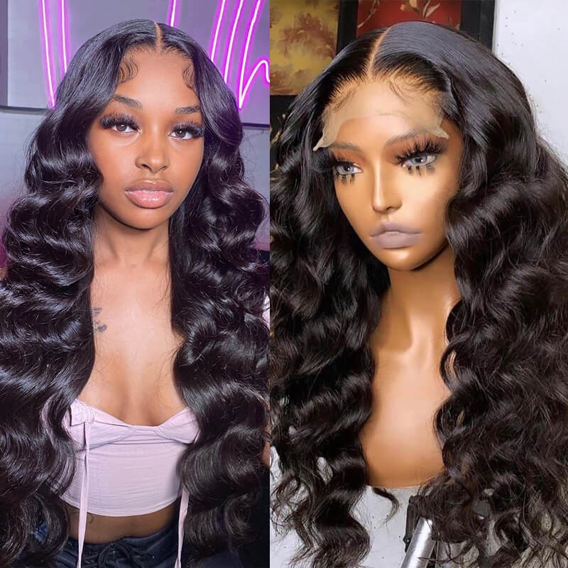 Dsoarhair Hand Tied 4x4 Lace Closure Loose Wave Hair Pre Plucked Free Part Wig 150%-250% desnity