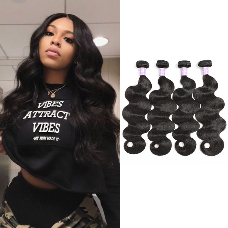 DSoar Indian Remy Body Wave Human Hair Weave 4 bundles 8-32 Inches 