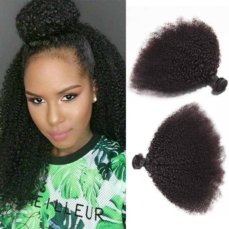 DSoar Hair Afro Kinky Curly 2 Bundles Human Hair Weave 8-26 Inch
