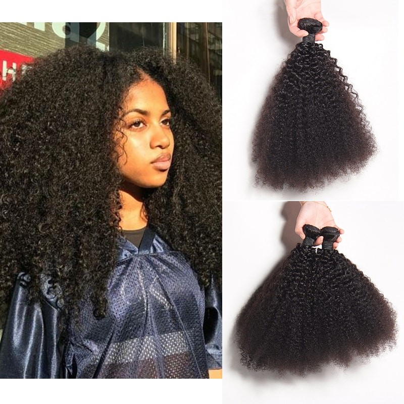 DSoar Hair Afro Kinky Curly Brazilian Virgin Hair 3 Bundles