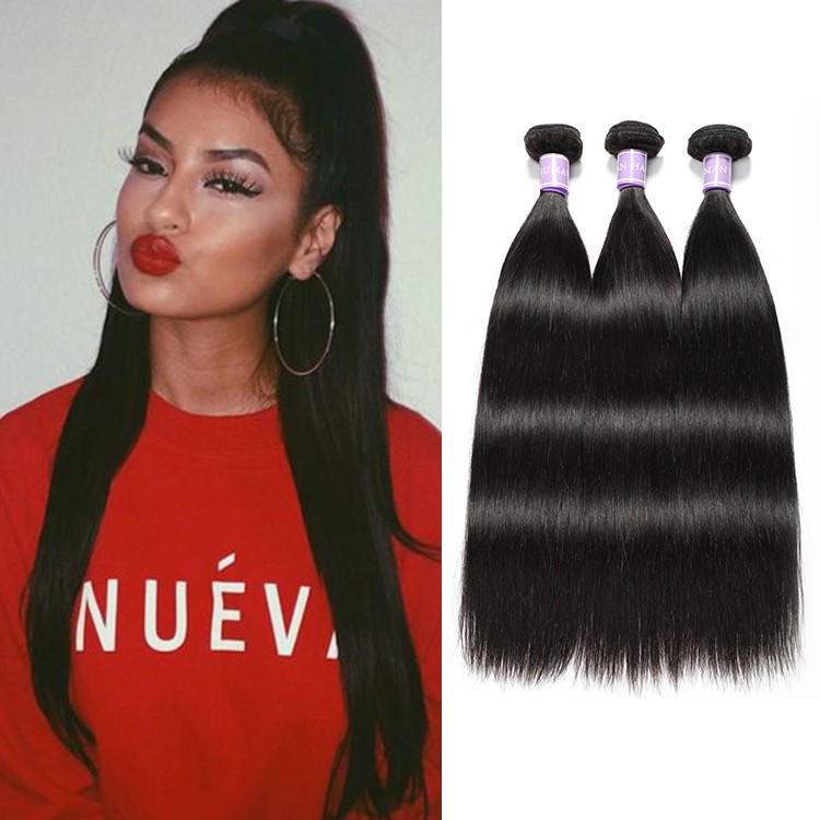 DSoar Malaysian Straight virgin hair weave 3 bundles deals natural black
