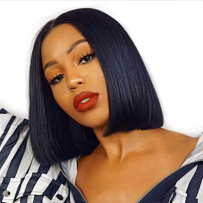 Middle Part Short Straight Lace Front Bob Wig