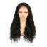 Long Water Wave Black Free Part Lace Front Wigs