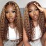 DSoar Hair Honey Blonde Highlight 13x4 Lace Front Jerry Curly Human Hair Wigs 
