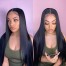 Dsoarhair Straight Human Hair 4x4 Lace Closure Wig With Natural Hairline Hand Tied Lace Closure Wigs 