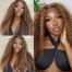 DSoar Hair Honey Blonde Highlight 13x4 Lace Front Jerry Curly Human Hair Wigs 