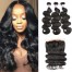 Indian Body Wave Hair 360 Lace Frontal With 3 Bundles 