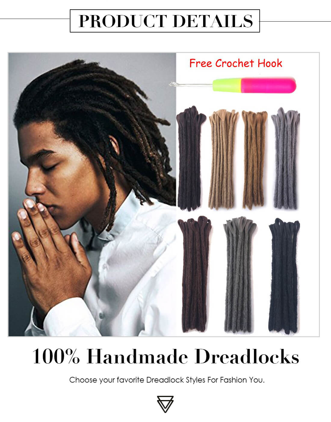 12 Inch Synthetic Dreadlock Extensions For Men