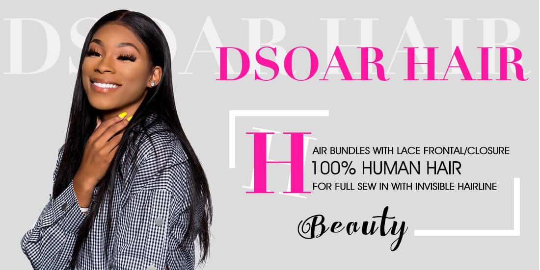 DSoar human straight human hair bundles with frontal